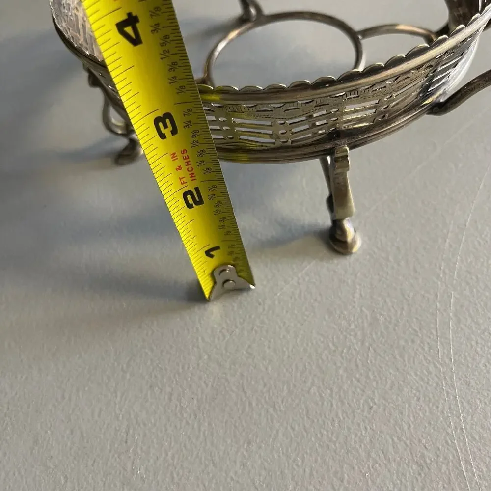 FILIGREE VINTAGE Silver Tone Basket  NO GLASS